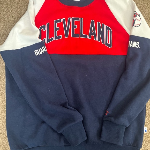 Women's Starter Navy/Red Cleveland Guardians Baseline Pullover Sweatshirt. Med. - Picture 1 of 8